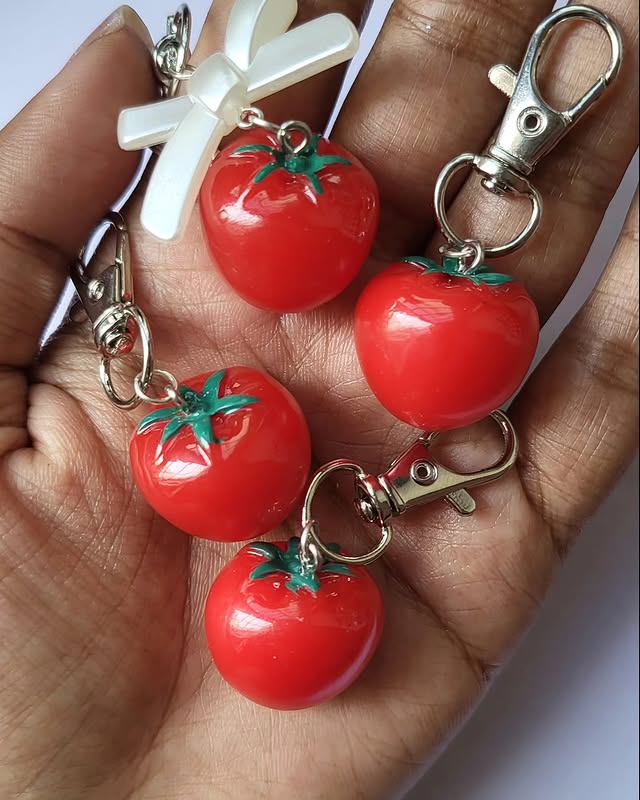 Cherry handmade keychain charms
